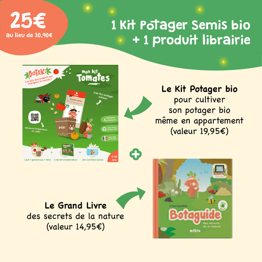 Les Packs 25€ | 1 Kit Potager Semis Bio + 1 Produit librairie au choix