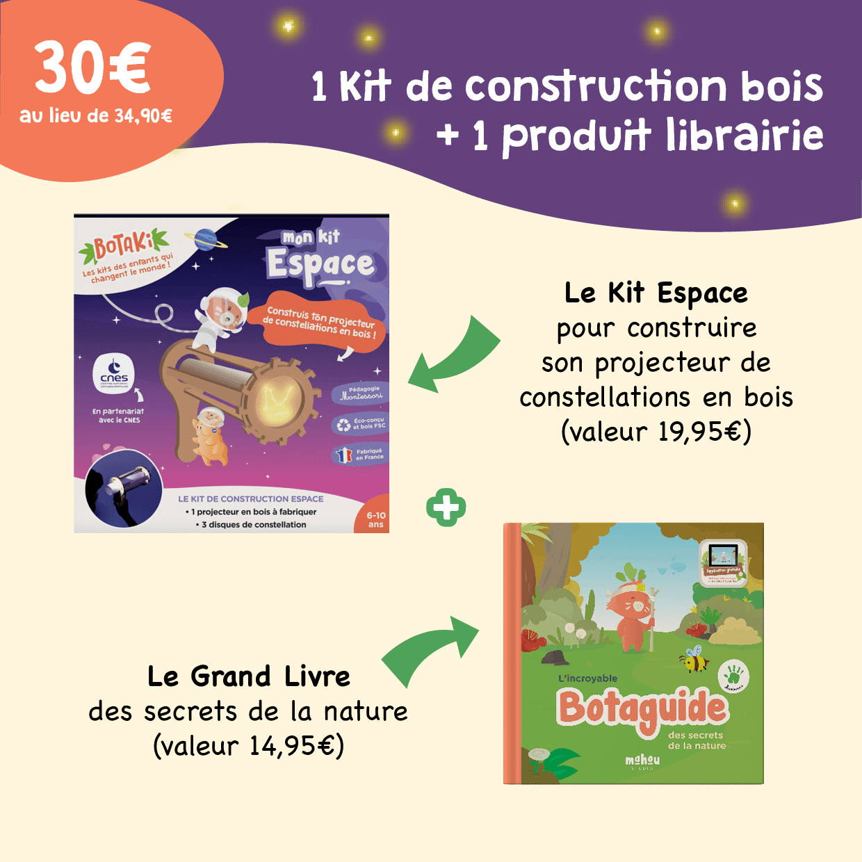 Les Packs 30€ | 1 Kit de construction + 1 Produit librairie au choix