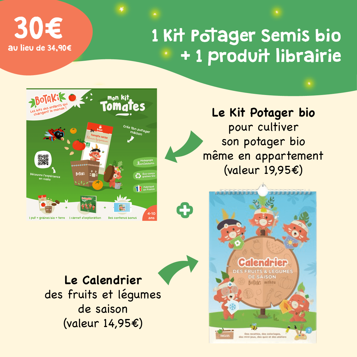 Les Packs 30€ | 1 Kit Potager Semis Bio + 1 Produit librairie au choix